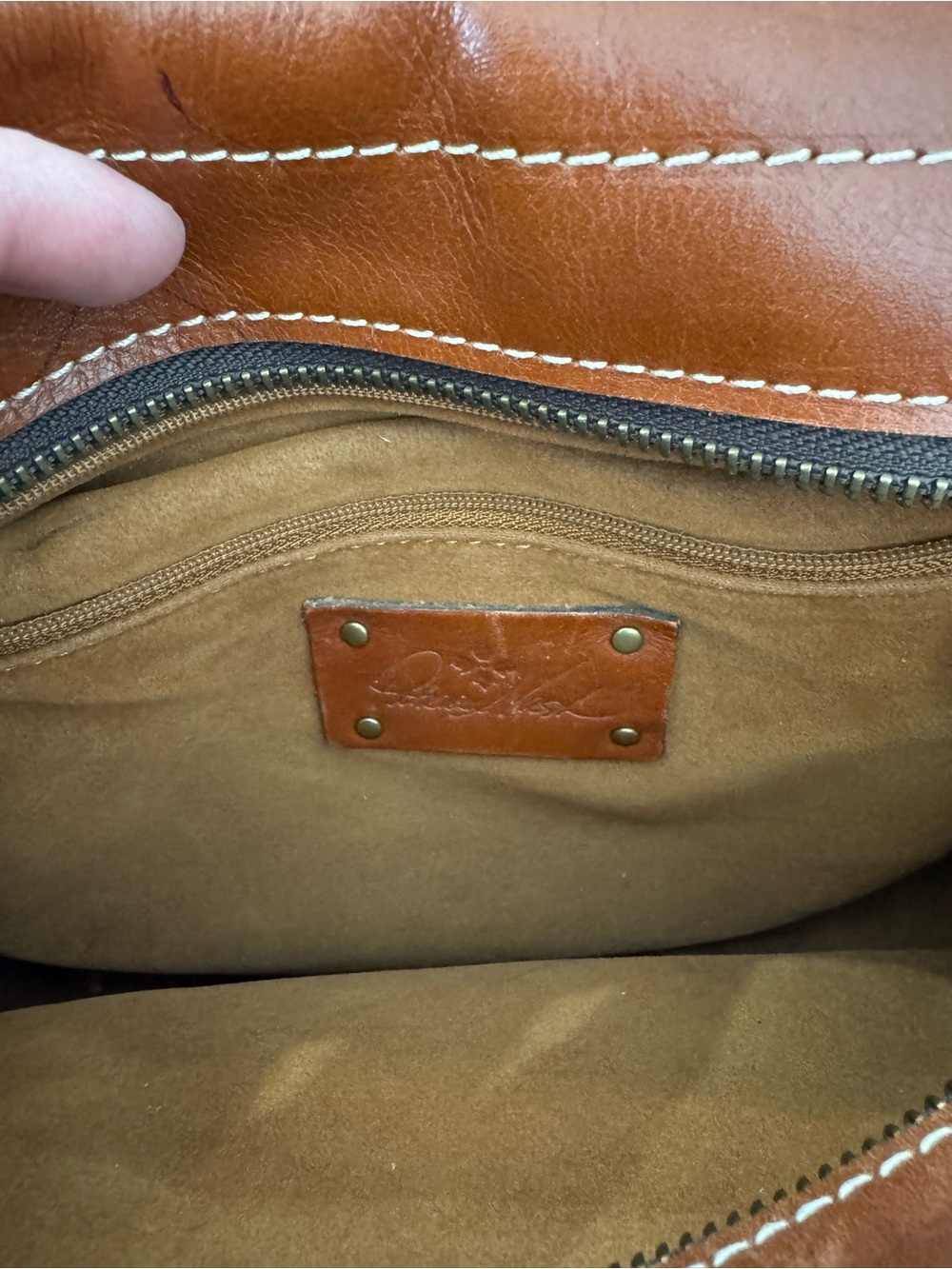 Patricia Nash Cognac Leather Crossbody Saddle Bag - Picture 8 of 12